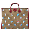 グッチ GUCCI ドラえもんコラボ トート 653952 ベージュ×レッド レザー ミニGGスプリームキャンバス 2WAYバッグ ゴールド金具 どらえもん ショルダー 肩掛け