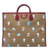 グッチ GUCCI ドラえもんコラボ トート 653952 ベージュ×レッド レザー ミニGGスプリームキャンバス 2WAYバッグ ゴールド金具 どらえもん ショルダー 肩掛け