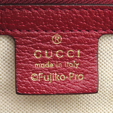 グッチ GUCCI ドラえもんコラボ トート 653952 ベージュ×レッド レザー ミニGGスプリームキャンバス 2WAYバッグ ゴールド金具 どらえもん ショルダー 肩掛け