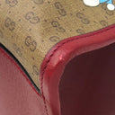 グッチ GUCCI ドラえもんコラボ トート 653952 ベージュ×レッド レザー ミニGGスプリームキャンバス 2WAYバッグ ゴールド金具 どらえもん ショルダー 肩掛け