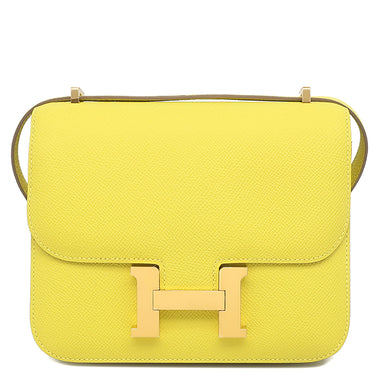 エルメス HERMES コンスタンスミニ 3 18 ライム ヴォーエプソン ショルダーバッグ ローズゴールド金具 黄色 ピンクゴールド金具