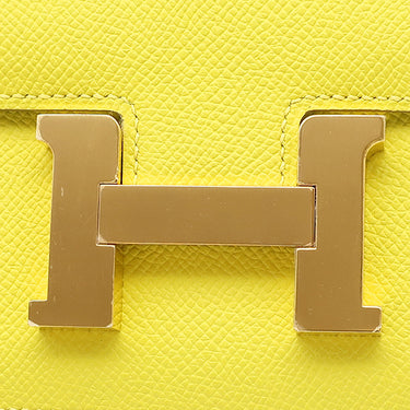エルメス HERMES コンスタンスミニ 3 18 ライム ヴォーエプソン ショルダーバッグ ローズゴールド金具 黄色 ピンクゴールド金具