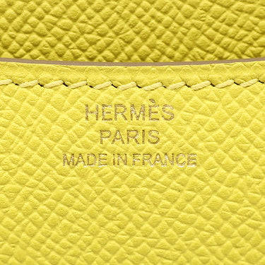 エルメス HERMES コンスタンスミニ 3 18 ライム ヴォーエプソン ショルダーバッグ ローズゴールド金具 黄色 ピンクゴールド金具