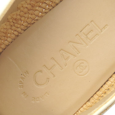 シャネル CHANEL ココマーク エスパドリーユ G33559 ホワイト×ブラック レザー 37 靴 白 スリッポン