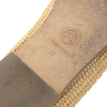 シャネル CHANEL ココマーク エスパドリーユ G33559 ホワイト×ブラック レザー 37 靴 白 スリッポン