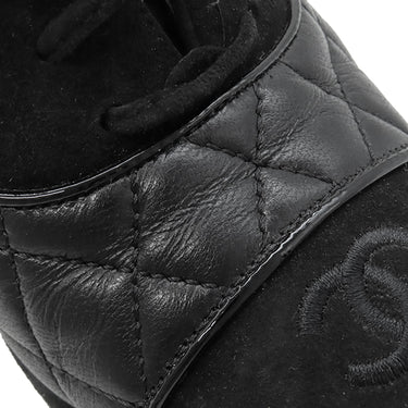 シャネル CHANEL マトラッセ レースアップ ブーティ G34019 ブラック レザー 36 1/2 ブーツ キルティング 靴