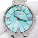 腕時計 ティファニー Tiffany & Co アトラス 2ハンド 63320811 クオーツ レディース 純正ダイヤ ティファニーブル― 水色