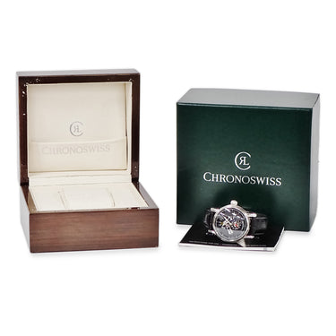 腕時計 クロノスイス CHRONOSWISS フライング レギュレーター オープンギア CH-8753-BKBK 自動巻き メンズ スモールセコンド 黒