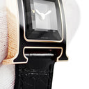 腕時計 エルメス HERMES Hウォッチ PM HH1.270b クオーツ レディース K18PG無垢 ピンクゴールド H型 ブラック 黒