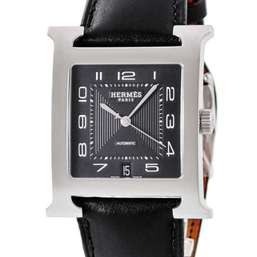 腕時計 エルメス HERMES Hウォッチ TGM HH2.810 自動巻き メンズ H型 デイト ブラック スクエア アラビア 3針