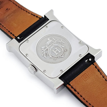 腕時計 エルメス HERMES Hウォッチ TGM HH2.810 自動巻き メンズ H型 デイト ブラック スクエア アラビア 3針