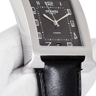 腕時計 エルメス HERMES Hウォッチ TGM HH2.810 自動巻き メンズ H型 デイト ブラック スクエア アラビア 3針