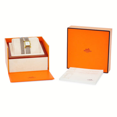 腕時計 エルメス HERMES Hウォッチ ミニ TPM ドゥブルトゥール HH1.101 クオーツ レディース ホワイト H型 ゴールドプレーテッド