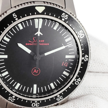 腕時計 ジン SINN クロノグラフ ミッションタイマー 503.EZM-1 自動巻き メンズ OH済 ブラック 9時位置リューズ デイト 回転ベゼル