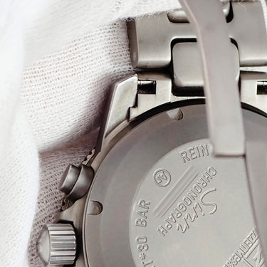 腕時計 ジン SINN クロノグラフ ミッションタイマー 503.EZM-1 自動巻き メンズ OH済 ブラック 9時位置リューズ デイト 回転ベゼル