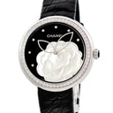 腕時計 シャネル CHANEL マドモアゼル プリヴェ H3096 クオーツ レディース K18WG無垢 純正ダイヤ 黒 オニキス 白 シェル ツバキ