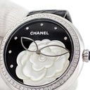 腕時計 シャネル CHANEL マドモアゼル プリヴェ H3096 クオーツ レディース K18WG無垢 純正ダイヤ 黒 オニキス 白 シェル ツバキ