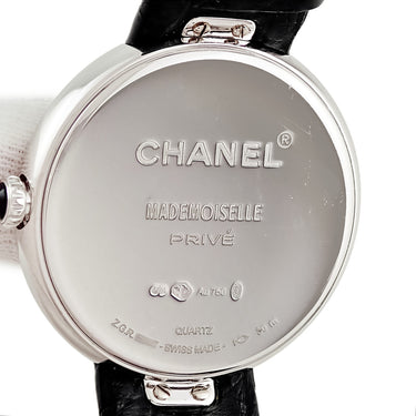 腕時計 シャネル CHANEL マドモアゼル プリヴェ H3096 クオーツ レディース K18WG無垢 純正ダイヤ 黒 オニキス 白 シェル ツバキ