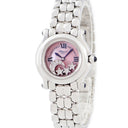 腕時計 ショパール CHOPARD ハッピースポーツ 27/8250-23 クオーツ レディース 純正ダイヤ スイング ピンク シェル 月 星