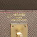 エルメス HERMES ケリー25 外縫い グリアスファルト×ローズアザレ ヴォーエプソン 2WAYバッグ シャンパンゴールド金具 PSO品 ピンク×グレージュ