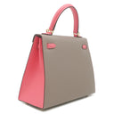 エルメス HERMES ケリー25 外縫い グリアスファルト×ローズアザレ ヴォーエプソン 2WAYバッグ シャンパンゴールド金具 PSO品 ピンク×グレージュ