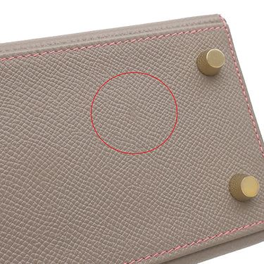 エルメス HERMES ケリー25 外縫い グリアスファルト×ローズアザレ ヴォーエプソン 2WAYバッグ シャンパンゴールド金具 PSO品 ピンク×グレージュ