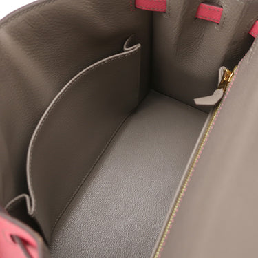エルメス HERMES ケリー25 外縫い グリアスファルト×ローズアザレ ヴォーエプソン 2WAYバッグ シャンパンゴールド金具 PSO品 ピンク×グレージュ