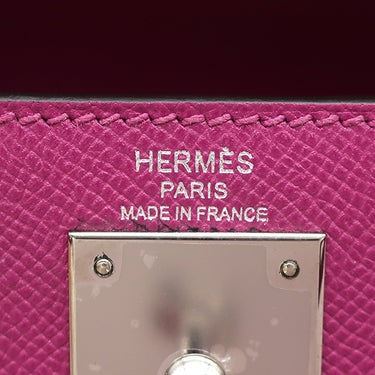 エルメス HERMES ケリー28 外縫い ローズパープル ヴォーエプソン 2WAYバッグ シルバー金具 赤紫