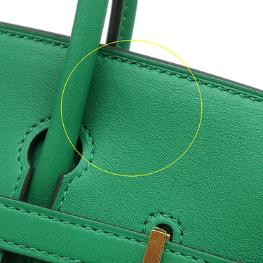 エルメス HERMES バーキン25 ヴェールヴェルティゴ ヴォースイフト ハンドバッグ ゴールド金具 緑