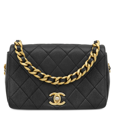 シャネル CHANEL マトラッセ フルフラップ チェーンショルダー ブラック カーフ ショルダーバッグ ヴィンテージ金具 黒 ピンク ココマーク