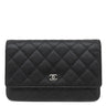 シャネル CHANEL マトラッセ チェーンウォレット ブラック キャビアスキン チェーンウォレット シルバー金具 黒