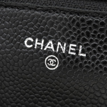 シャネル CHANEL マトラッセ チェーンウォレット ブラック キャビアスキン チェーンウォレット シルバー金具 黒