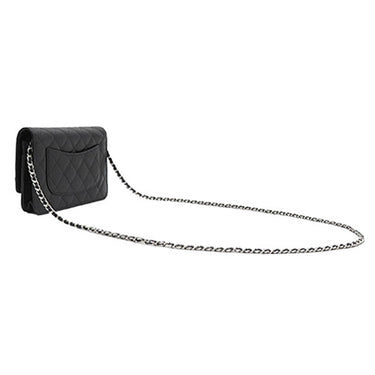 シャネル CHANEL マトラッセ チェーンウォレット ブラック キャビアスキン チェーンウォレット シルバー金具 黒