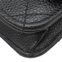 シャネル CHANEL マトラッセ チェーンウォレット ブラック キャビアスキン チェーンウォレット シルバー金具 黒