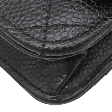 シャネル CHANEL マトラッセ チェーンウォレット ブラック キャビアスキン チェーンウォレット シルバー金具 黒