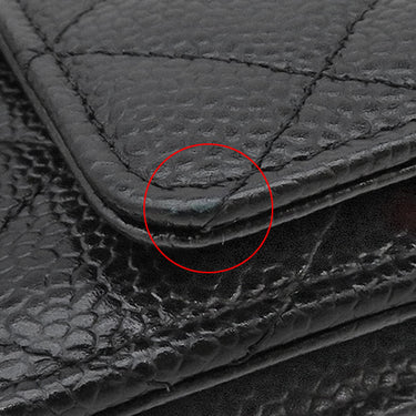 シャネル CHANEL マトラッセ チェーンウォレット ブラック キャビアスキン チェーンウォレット シルバー金具 黒