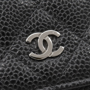 シャネル CHANEL マトラッセ チェーンウォレット ブラック キャビアスキン チェーンウォレット シルバー金具 黒