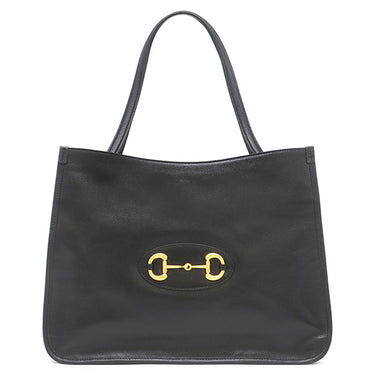 グッチ GUCCI ホースビット 1955 623694 ブラック レザー トートバッグ ゴールド金具 ハンドバッグ ショルダー 肩掛け