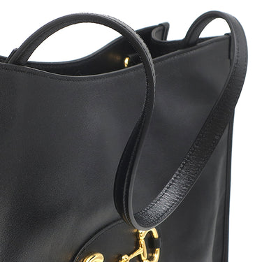 グッチ GUCCI ホースビット 1955 623694 ブラック レザー トートバッグ ゴールド金具 ハンドバッグ ショルダー 肩掛け