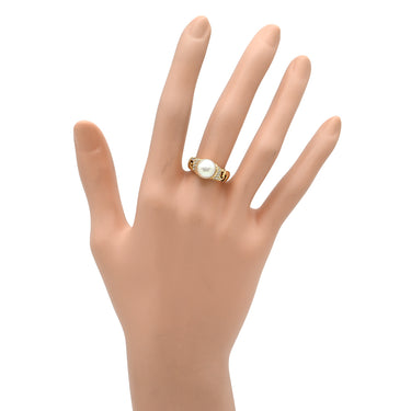 ブルガリ BVLGARI ガンチョリング パールホワイト×イエローゴールド K18YG ダイヤモンド パール リング 指輪 Au750 YG 18K 18金 ダイヤ 真珠 パール 白 9号