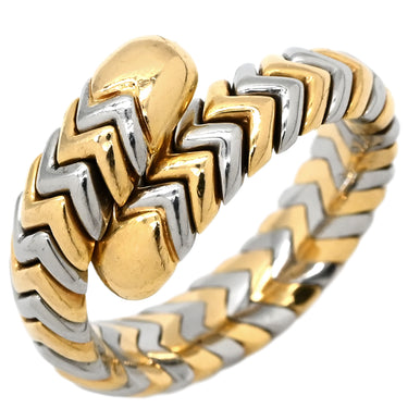 ブルガリ BVLGARI スピーガ イエローゴールド×シルバー K18YG ステンレス リング 指輪 スピガ スネーク 750 18K 18金 YG 14号