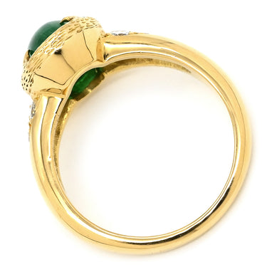 ヴァンクリーフアーペル Van Cleef & Arpels エメラルド ダイヤ グリーン×イエローゴールド K18YG ダイヤモンド リング 指輪 緑 オーバル 6Pダイヤ 18K 750 YG 9.5号
