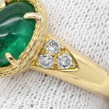 ヴァンクリーフアーペル Van Cleef & Arpels エメラルド ダイヤ グリーン×イエローゴールド K18YG ダイヤモンド リング 指輪 緑 オーバル 6Pダイヤ 18K 750 YG 9.5号