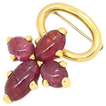ポメラート Pomellato サ－クルブローチ クロスモチーフチャーム付き ピンク×イエローゴールド K18YG ピンクトルマリン ブローチ 18KT 750 十字架 ペンダントトップ ピンクトルマリン