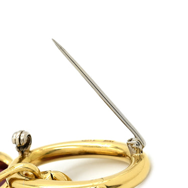 ポメラート Pomellato サ－クルブローチ クロスモチーフチャーム付き ピンク×イエローゴールド K18YG ピンクトルマリン ブローチ 18KT 750 十字架 ペンダントトップ ピンクトルマリン