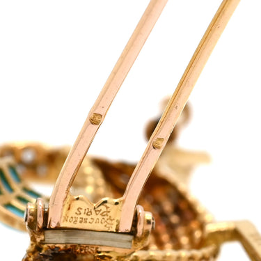 ブシュロン BOUCHERON アヒルモチーフ ヴィンテージ レッド×ブルー×イエローゴールド×ホワイトゴール K18YG K18WG ルビー ターコイズ ダイヤモンド ブローチ 赤 ブルー Au750 18K YG WG ルビー ターコイズ ダイヤ