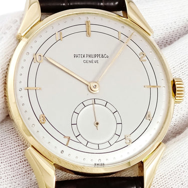 腕時計 パテックフィリップ PATEK PHILIPPE カラトラバ 1582 手巻き メンズ OH済 K18YG無垢 シルバー スモールセコンド ヴィンテージ