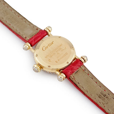 腕時計 カルティエ Cartier ミニ ディアボロ W1511556 クオーツ レディース K18YG無垢 ダイヤ ラウンド 青針 ローマン