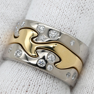ジョージジェンセン Georg Jensen フュージョン 3連 ダイヤ ホワイトゴールド×イエローゴールド K18WG K18YG ダイヤモンド #49(JP9) リング 指輪 18K 18金 750 WG YG 3重 パズル 10号