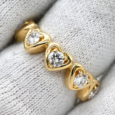 ヴァンクリーフアーペル Van Cleef & Arpels ハート ダイヤ イエローゴールド K18YG ダイヤモンド リング 指輪 750 18K 一列 1文字 11号